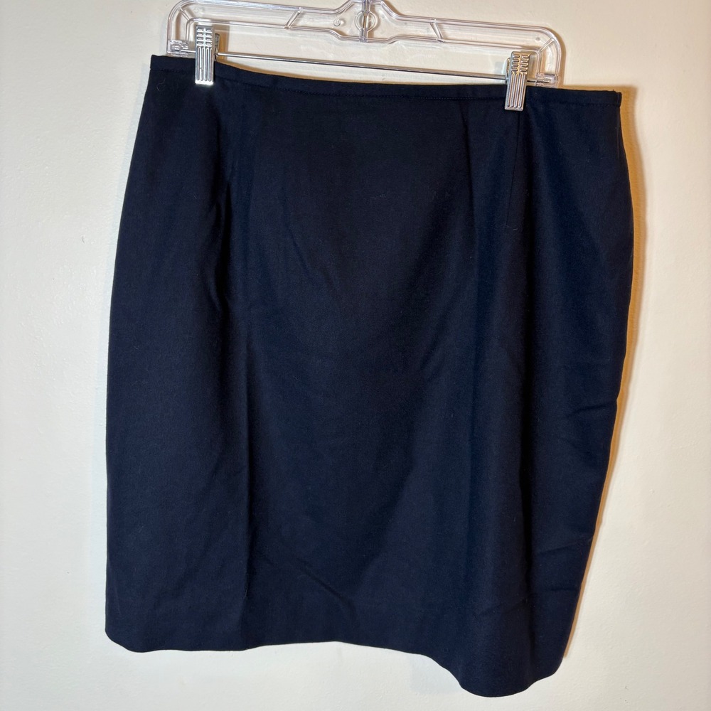 Lauren Ralph‎ Lauren Black Wool Pencil Skirt Size 16 Career Business
